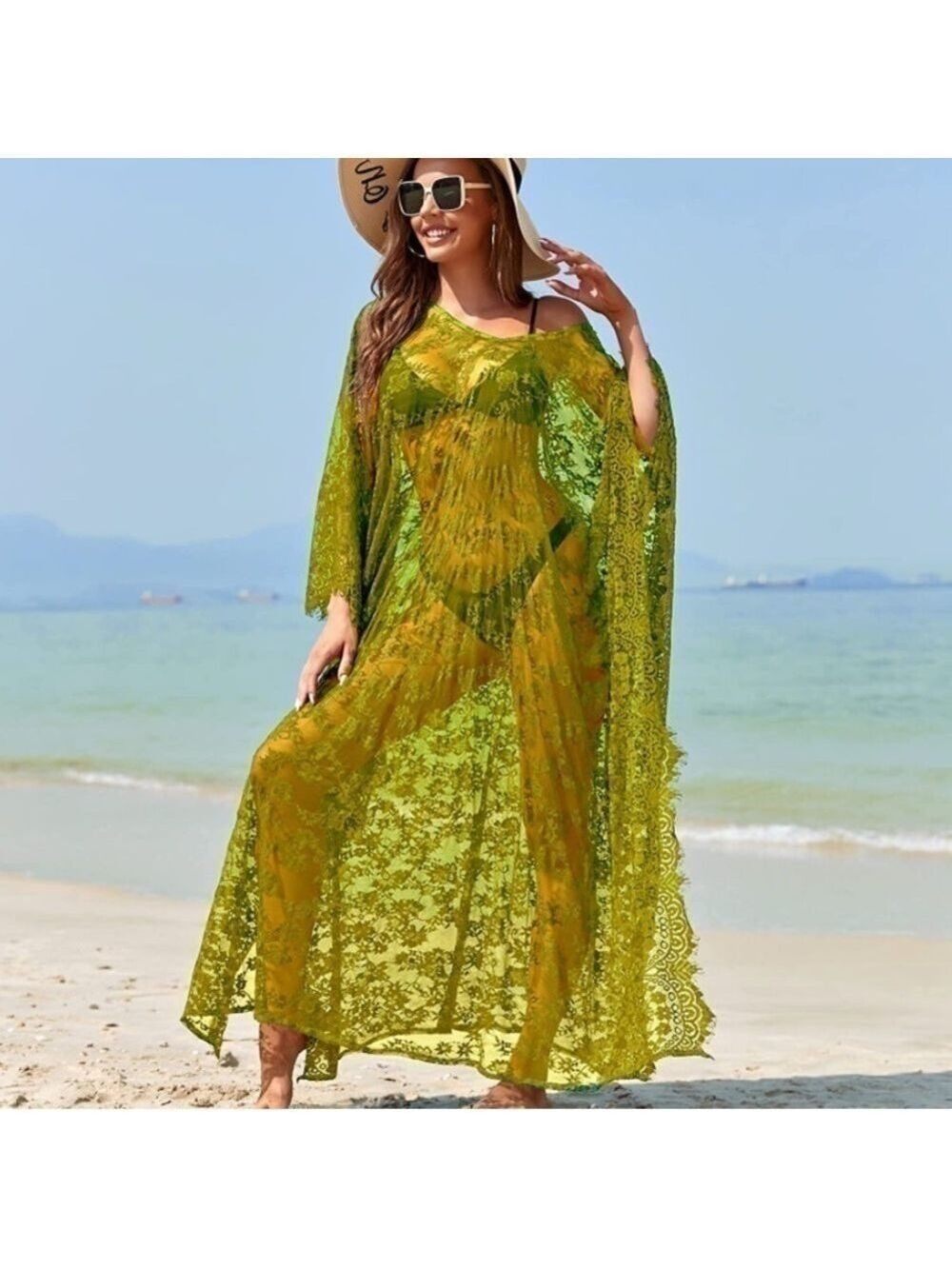 Beach Cover Up Boho Lace Kimono Bikini Robe Swimsuit Bathing Suit Costume Role